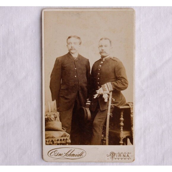 Antique CDV twin brothers, 1893 german photo Osw. Schmidt in Pirna, vintage - Picture 1 of 5